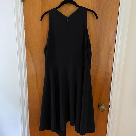 NWT Halston Heritage Sleeveless V-Neck Flounced Party Cocktail Dress Black 14 - Picture 4 of 10